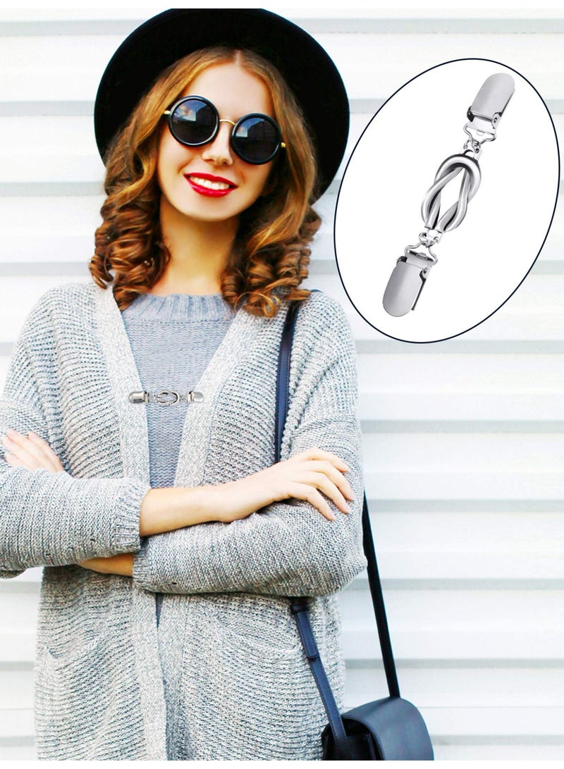 موردلي 4 قطع من مشابك شال سترة عتيقة ومشابك ياقة كارديجان ريترو ومشابك بروش قميص رسمي للنساء - Image 5